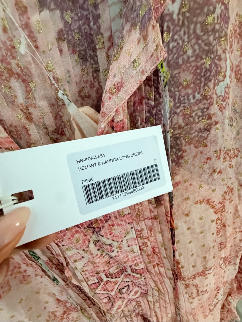 HEMANT & NANDITA Pink Lace Overlay Kaftan Dress - Picture 6 of 6
